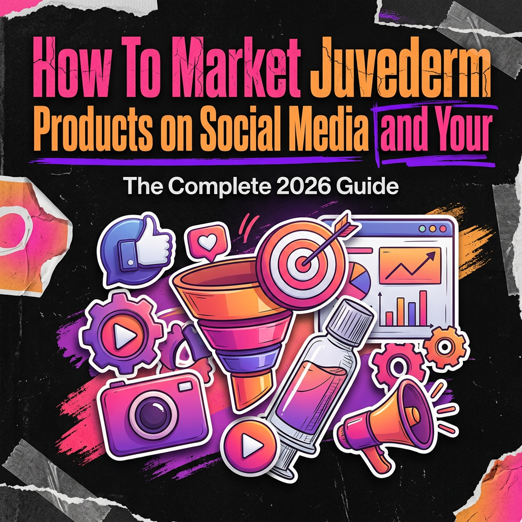 How To Market Juvederm Products on Social Media and Your Website: The Complete 2026 Guide — vivid editorial cover from The Real Social Company.