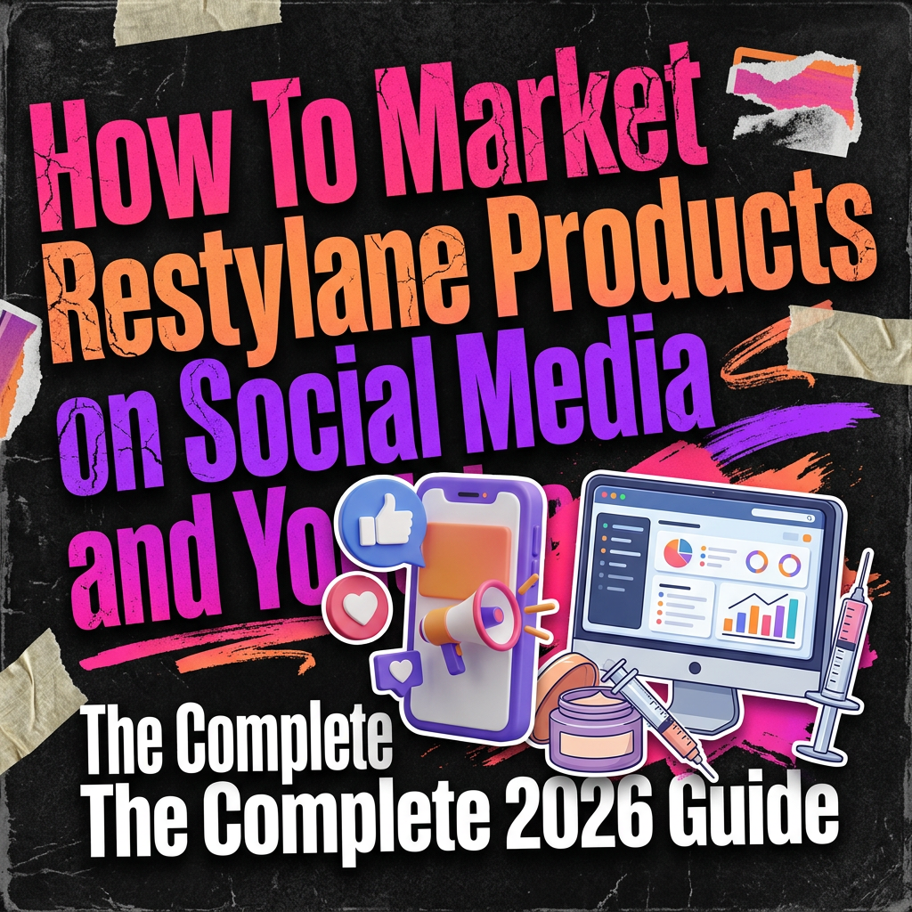How To Market Restylane Products on Social Media and Your Website: The Complete 2026 Guide — vivid editorial cover from The Real Social Company.
