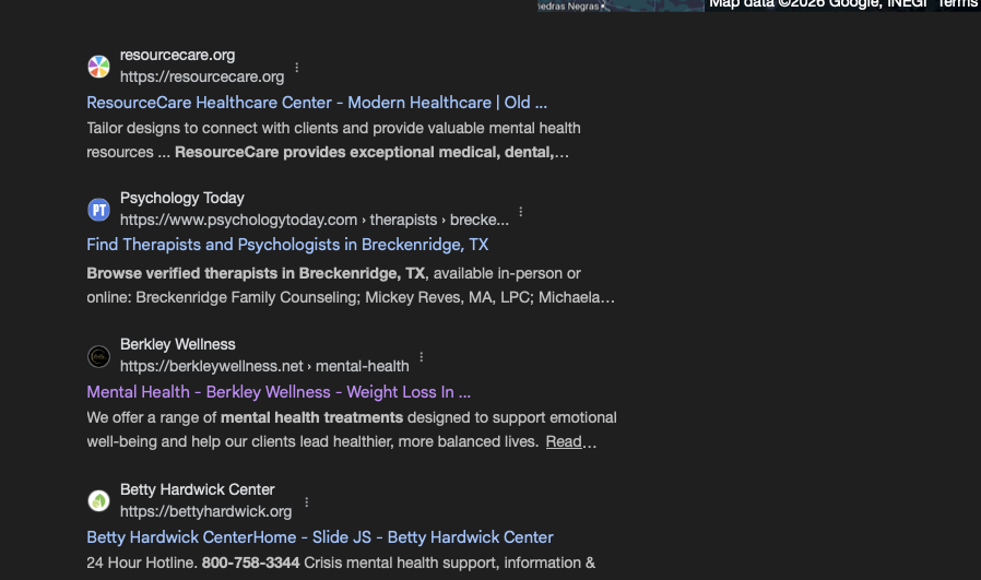 Mental Health Breckenridge TX ranking screenshot