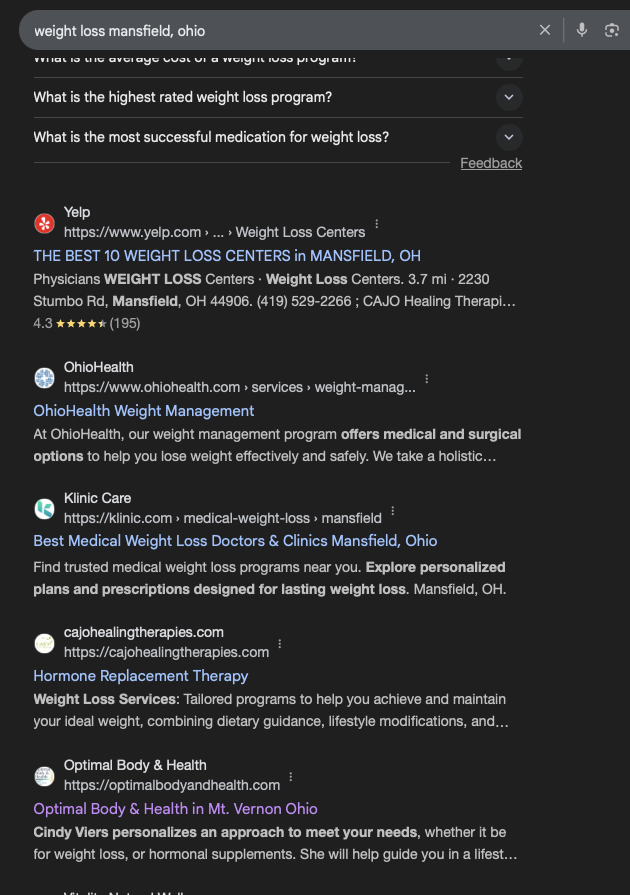 Weight Loss Mansfield OH ranking screenshot