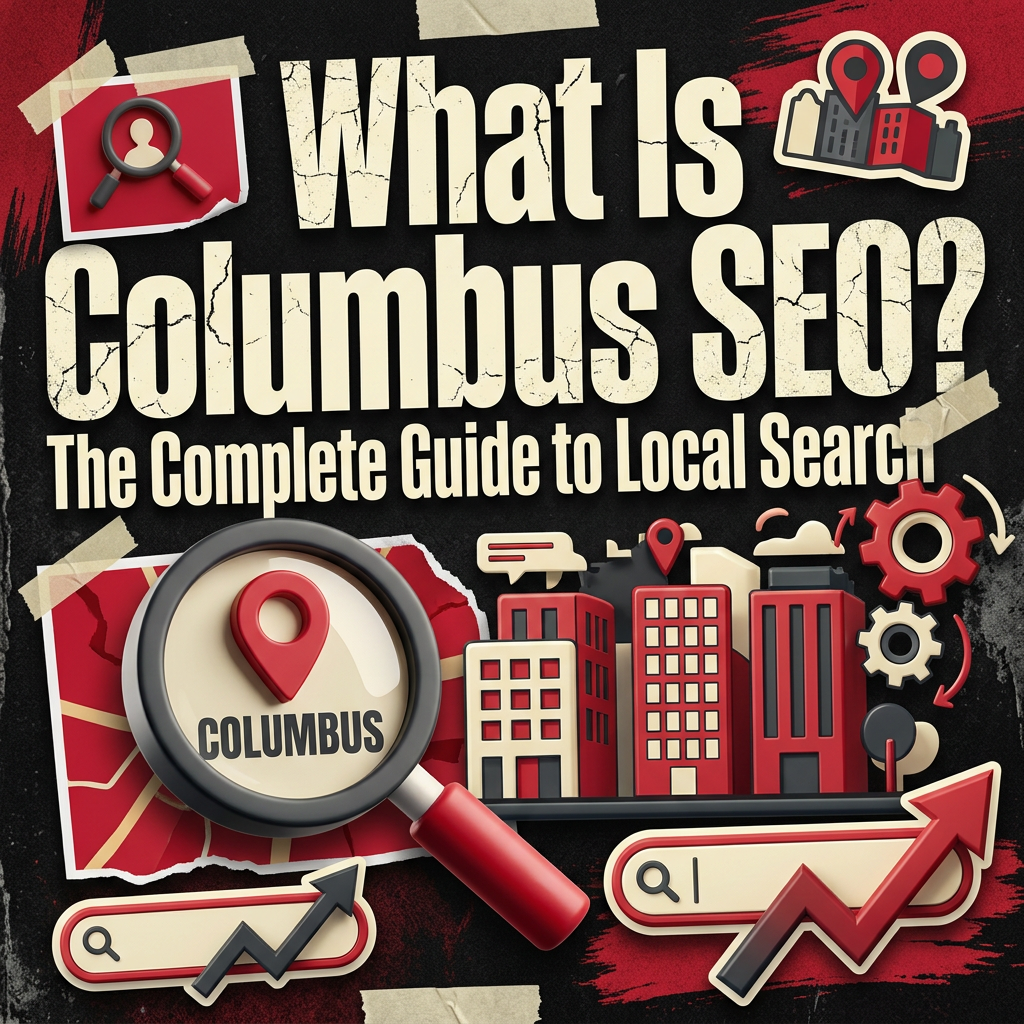 What Is Columbus SEO? The Complete Guide to Local Search Optimization — vivid editorial cover from The Real Social Company.