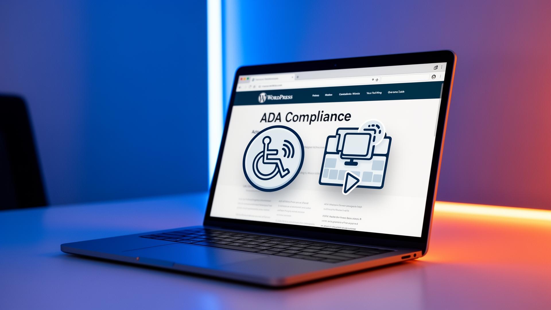 WordPress ADA Compliance Guide - laptop showing accessibility features on a WordPress website