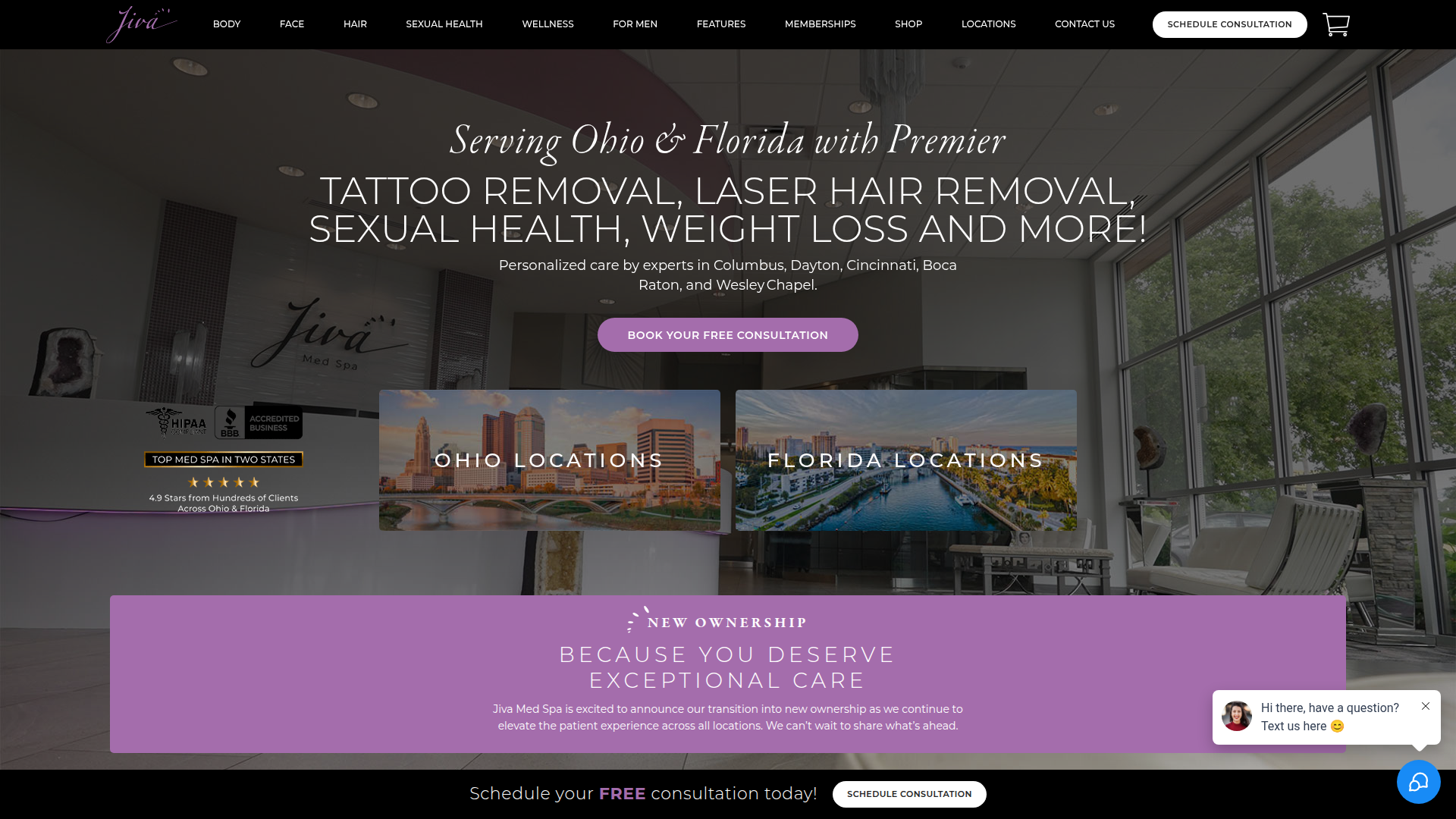 Jiva Medical Spa Columbus Ohio AI Website Design