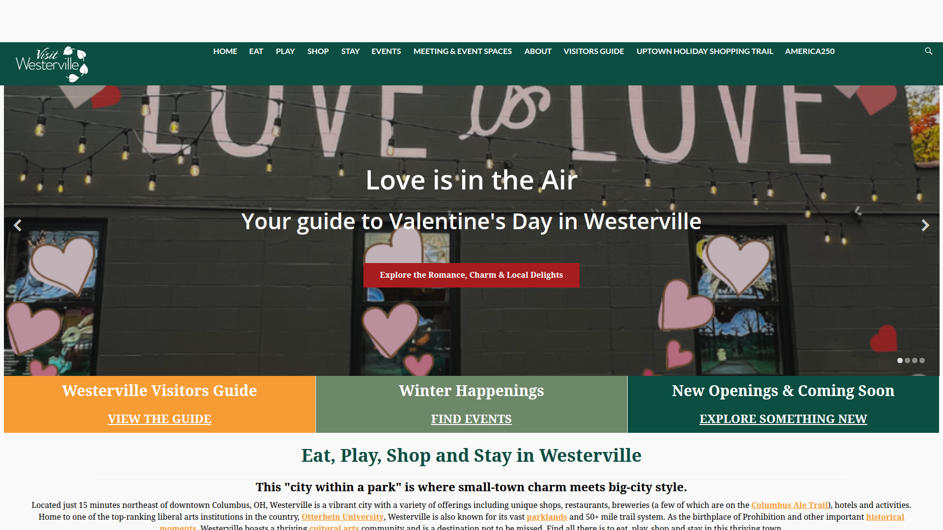 Visit Westerville Ohio Community AI Website Design