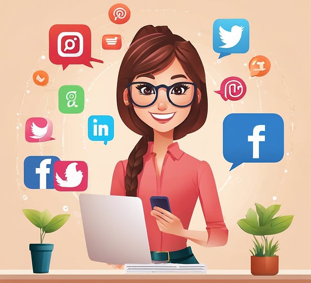 Social Media lady helping customer